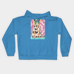 Calico kitten  art butterfly Kids Hoodie